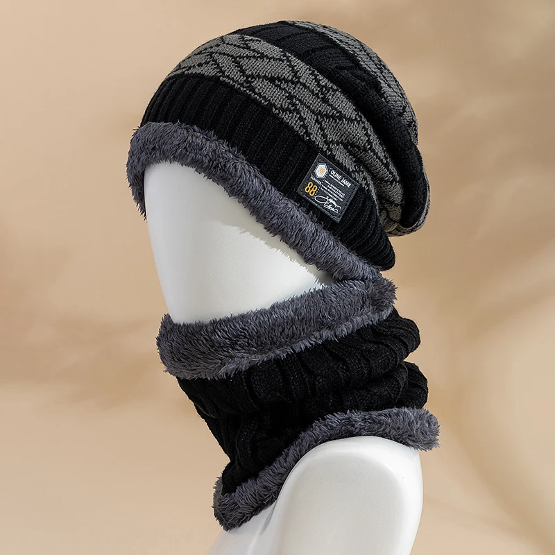 Hot Sale New Style Fashion Leisure Beanie Plush Cap Fur Lining Thick Warm Hat Suit Stylish Winter Hats ﻿Men&Women Knitted Hat