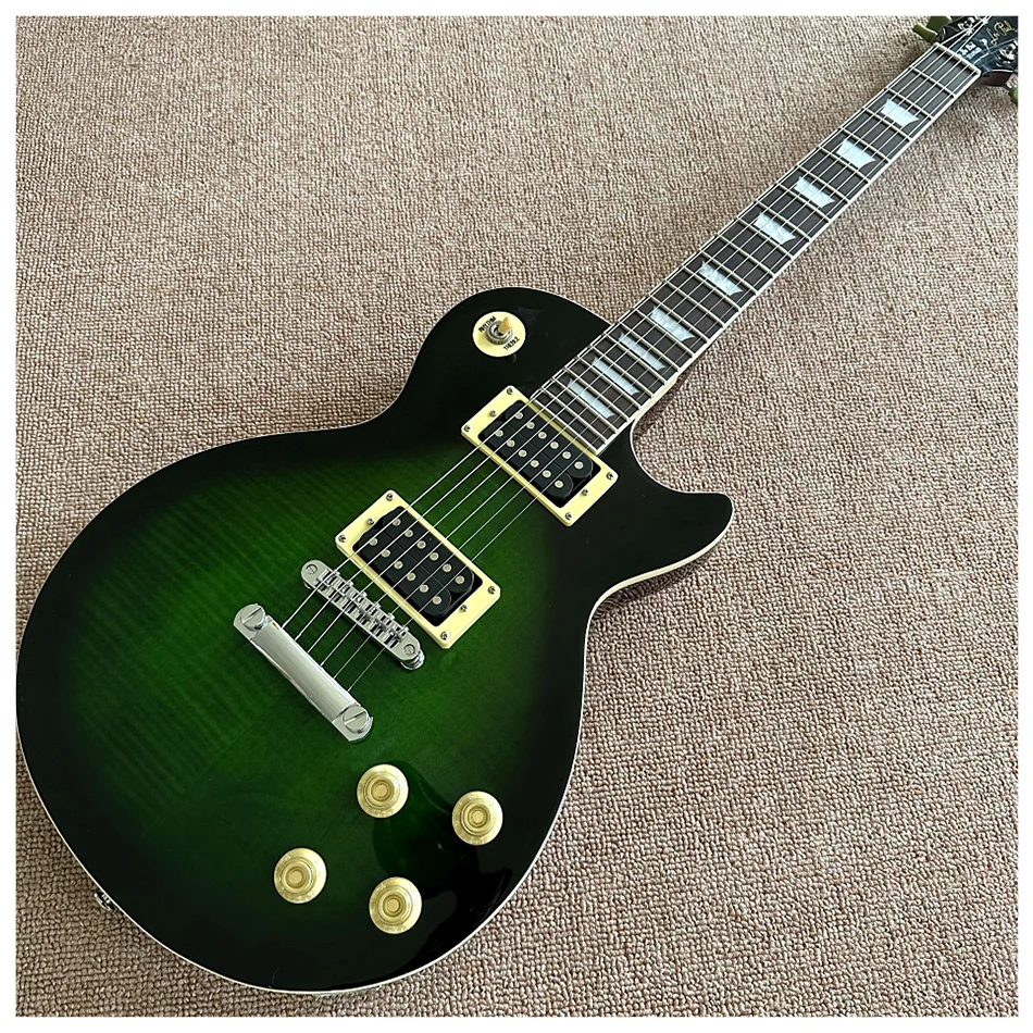 

LP Standard Electric Guitar, Green Maple Flame Top With Black Bezels, Rosewood Fingerboard, Chrome Hardware, Free Shipping