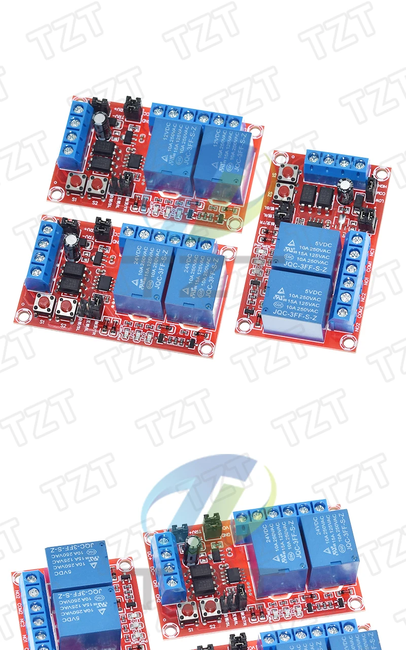 1/3 Stück 2-Tasten Selbstverriegelndes Interlock-Relaismodul mit drei Optionen, High-Low-Trigger, 5V/12V/24V, mit Schalter und Licht – Detail 5