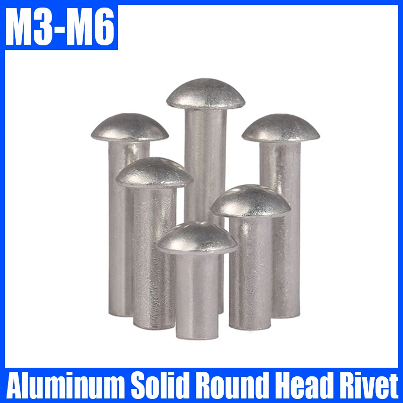 10-50PCS-M3-M4-M5-M6-Aluminum-Solid-Round-Head-Rivet-Knock-Type-Rivet ...