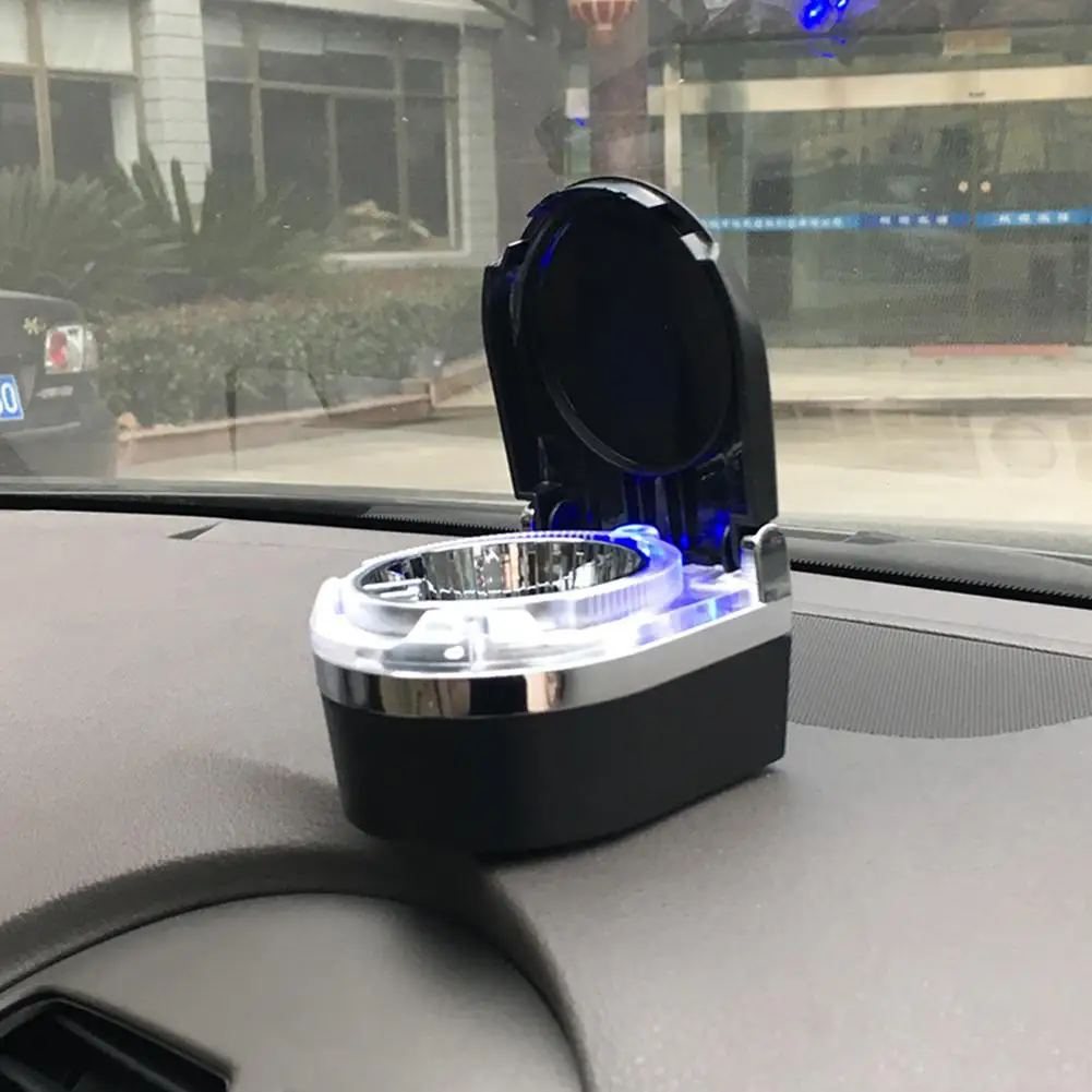 블루 LED 라이트가 있는 차량용 재떨이, 자동차 시가 라이터 홀더, 트럭 SUV 차량 내부 액세서리용 냄새 제거기