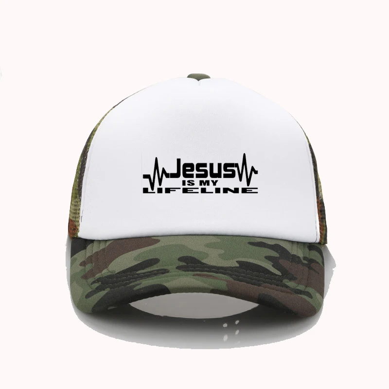 

Jesus Saved My Life Print Baseball Caps for Hip Hop Women Men Breathable Trucker caps adjustable sunshade Dad hat