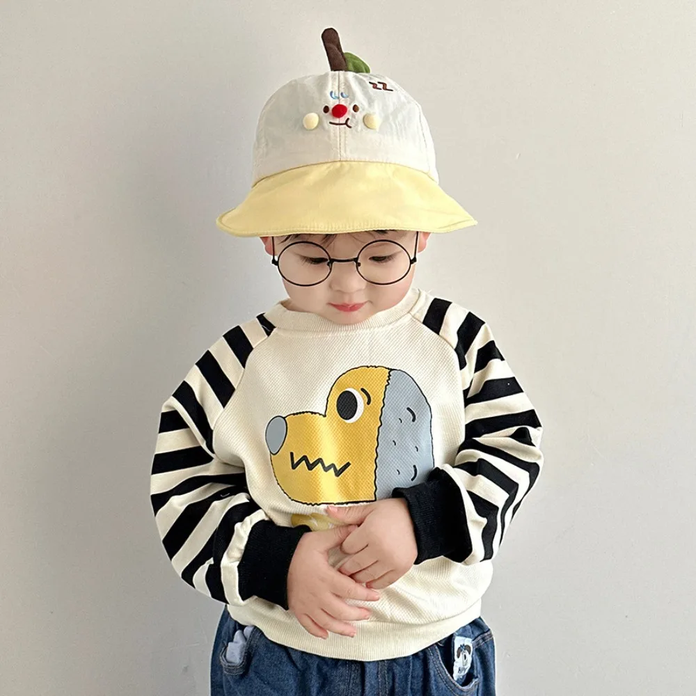 Comfortable Quick-dry Korean Style Cap Embroidery Anti-UV Summer Kid Sunhat Shading Hat Dinosaur Children's Bucket Hat Baby