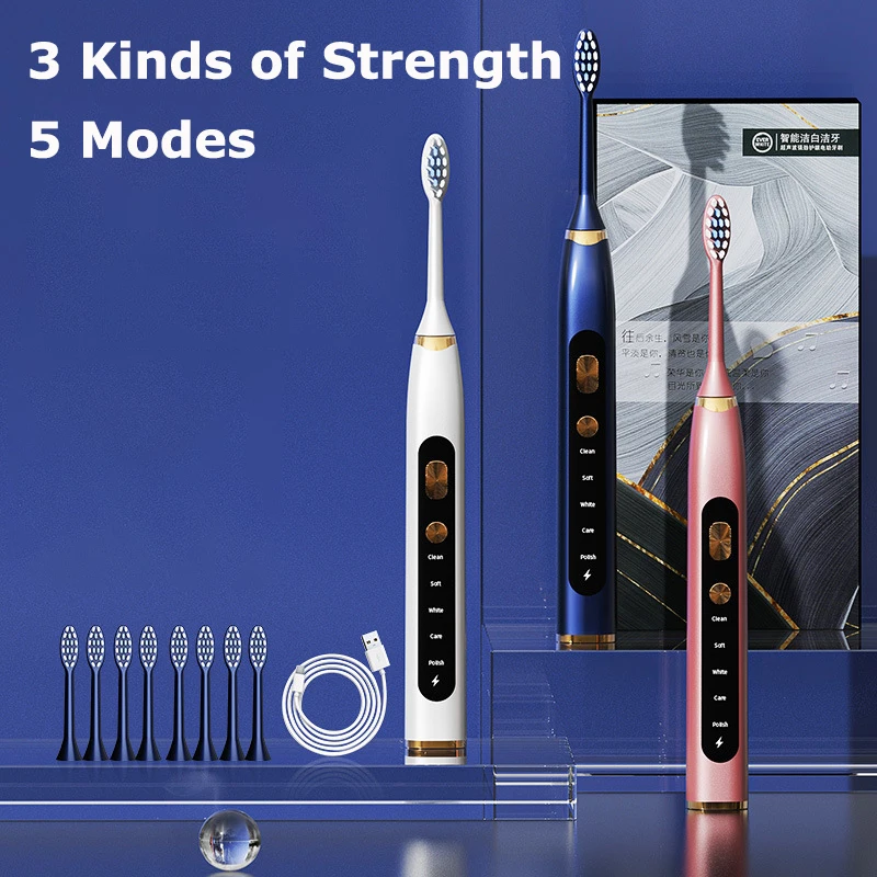 

15 Gears Electric Tooth Brushes for Adult Food Grade Dupont Soft Bristle High Frequency Sonicexe Vibration Brush Home and Travel