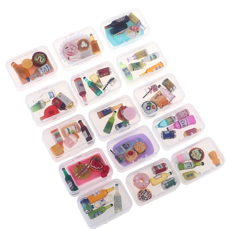 Kitchen Toys Pretend Kitchen Toys Pretend Food Toys Doll House Toys 5PCS 1:12 Scale Cute Mini Dollhouse Miniature Drink Bottle Cake Desserts Bento Food Pretend Play Food Toy Kitchen Accessories
