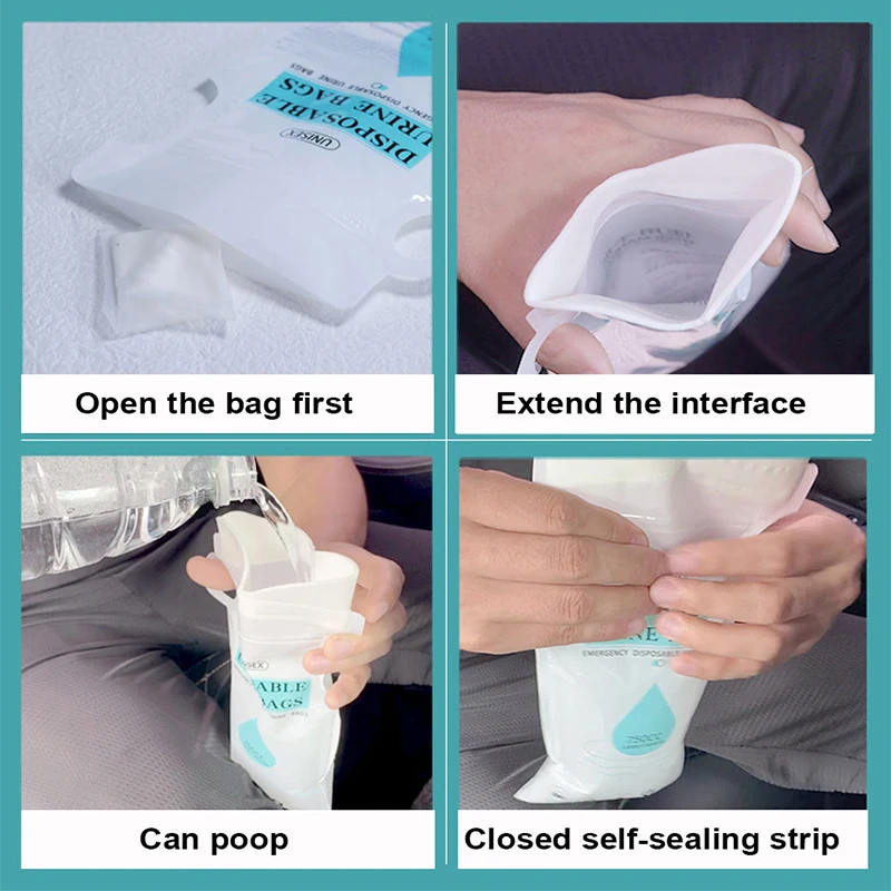 Disposable Toilet Bag 4pcs 750ml Outdoor Travel Car Urinal