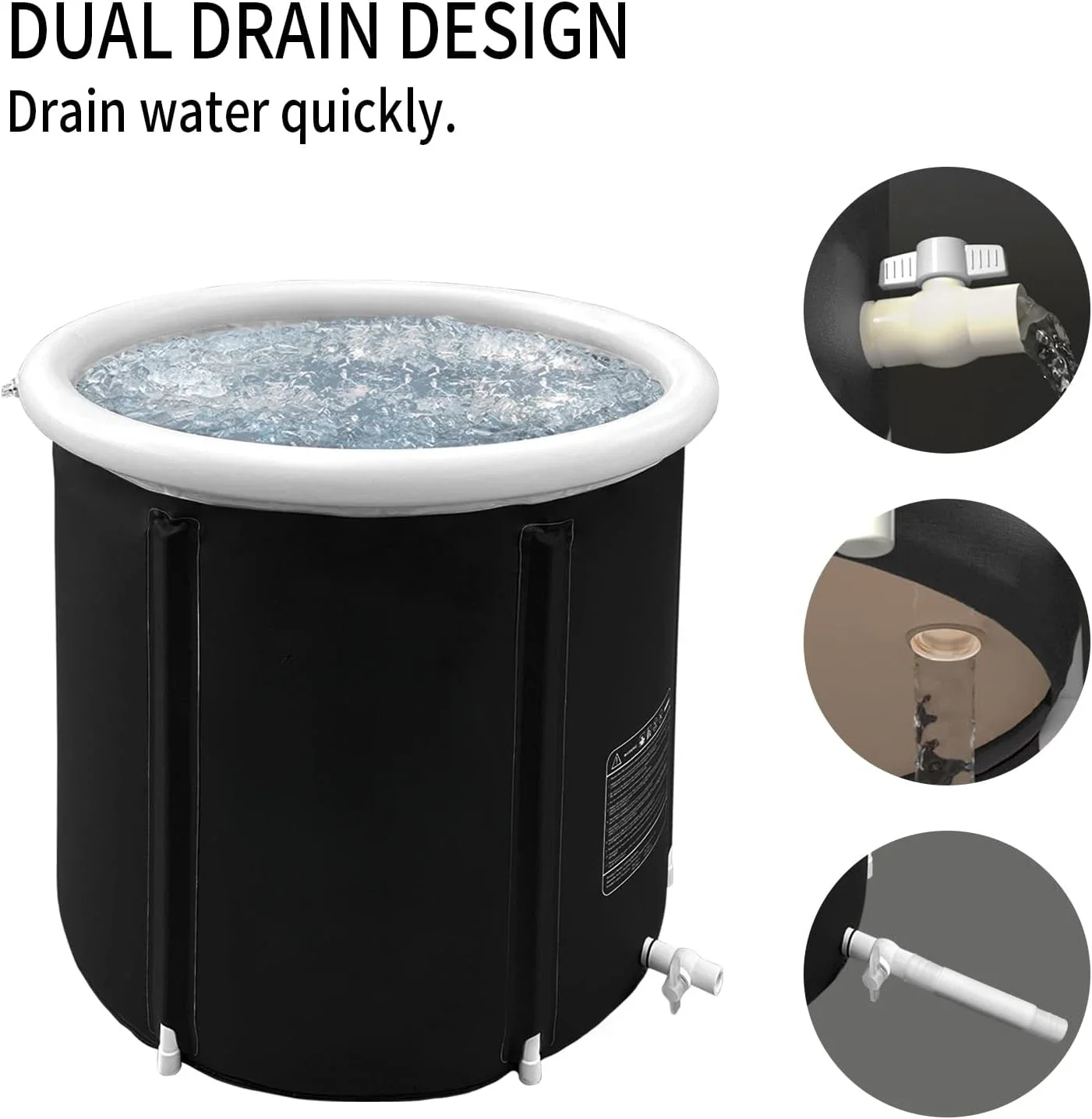 Portable Ice Bath Tub, Foldable Bathtub for Adult Inflatable Outdoor Cold Plunge Tub Freestanding Bathtub Hot Tub Spa Tub 4