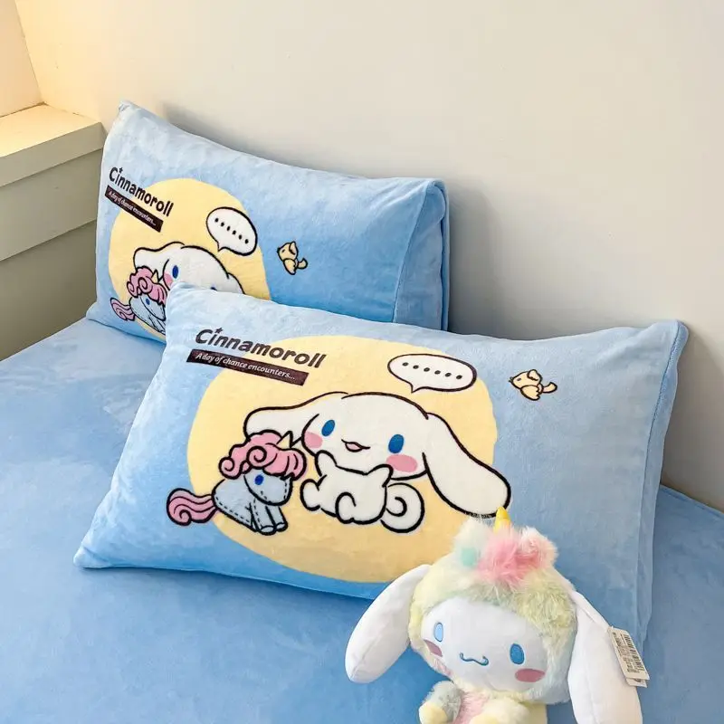 

Kawaii Sanrio Kuromi HelloKitty Cinnamoroll Melody Pillowcase Universal Removable Washable Milk Velvet Coral Velvet Pillowcas