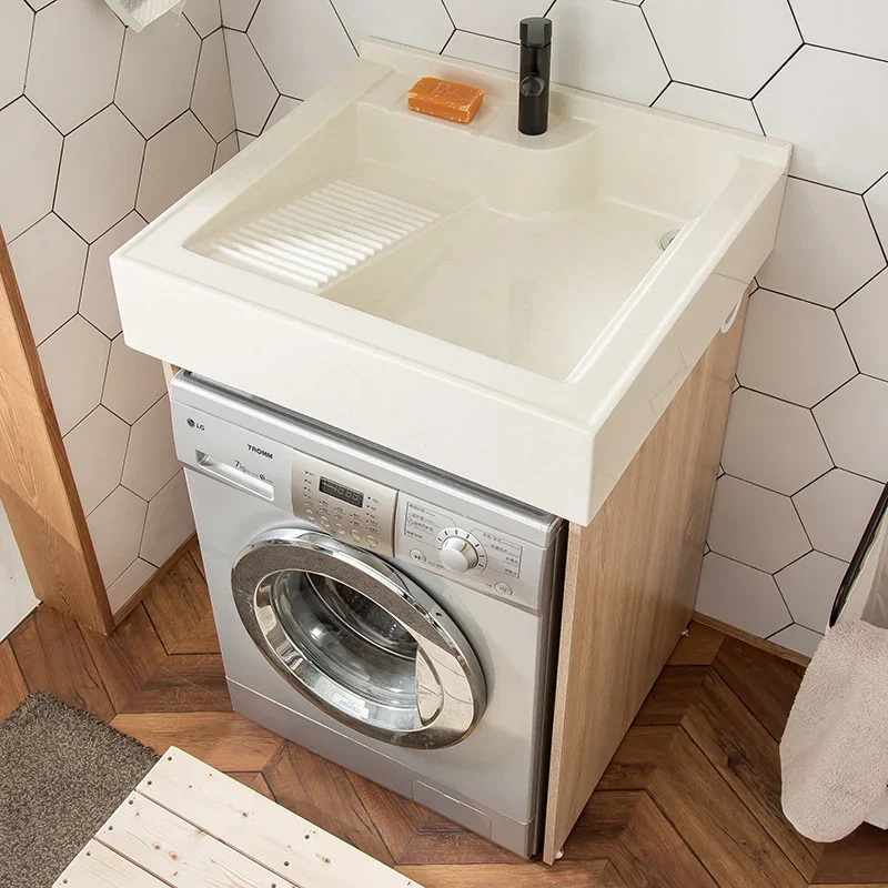 Nordic balcony laundry cabinet small apartment washing machine cabinet significant other log bathroom basin integrated bathroom