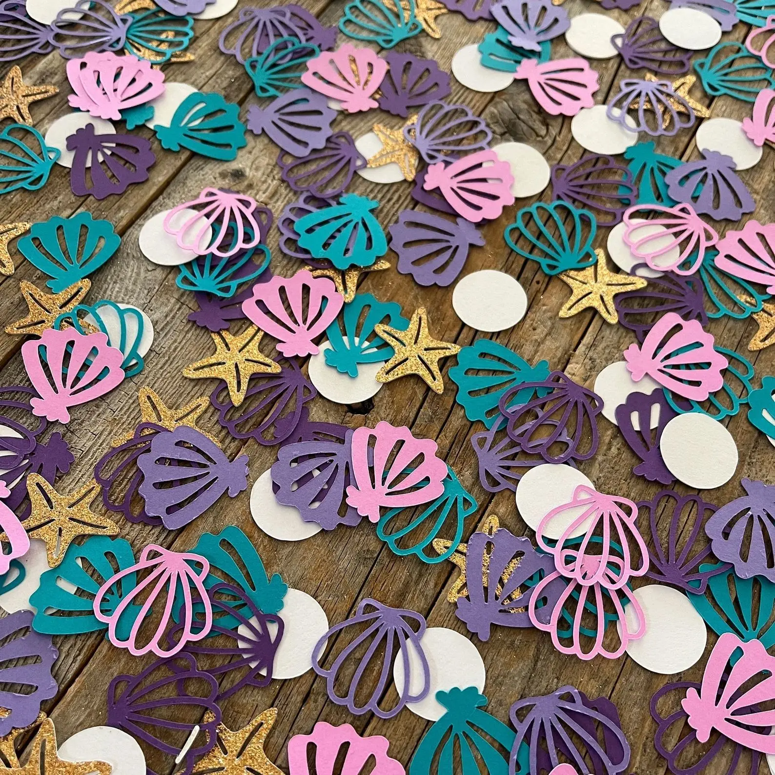 Mermaid Themed Party Confetti Shell Starfish PearlConfetti DIY Decorative Items for Throwing on the Birthday Wedding 100pcs