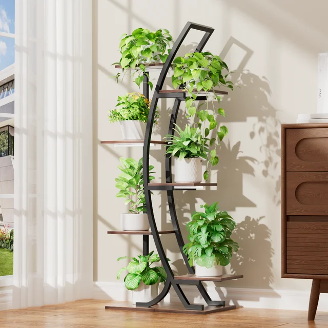 Curved Shape multi-functional metal display stand for plants