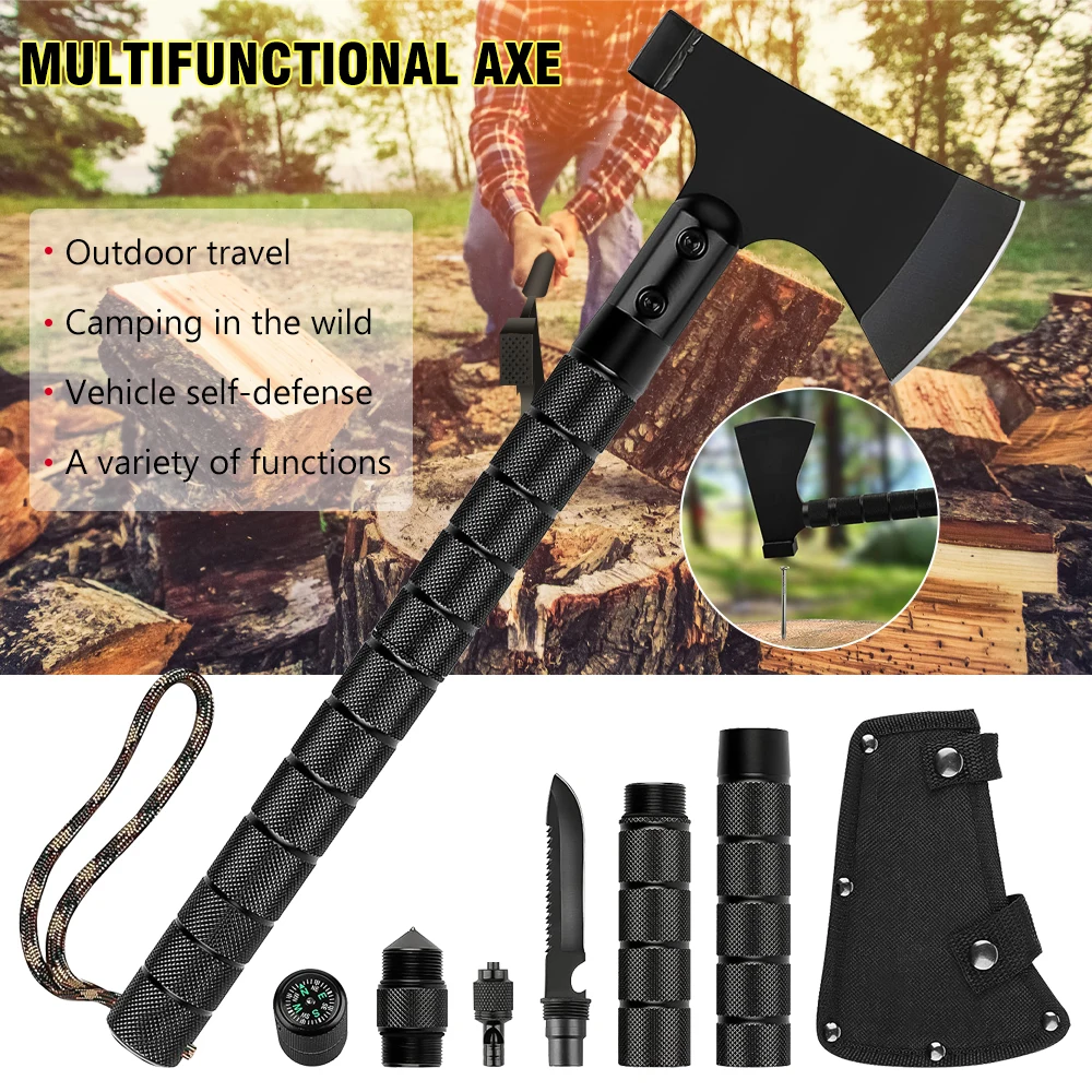 

Tomahawk Axe Outdoor Tactical Survival Axe Jungle Camping Tree Cutting Self-Defense Tool Axe Steel Handle High-end Axe