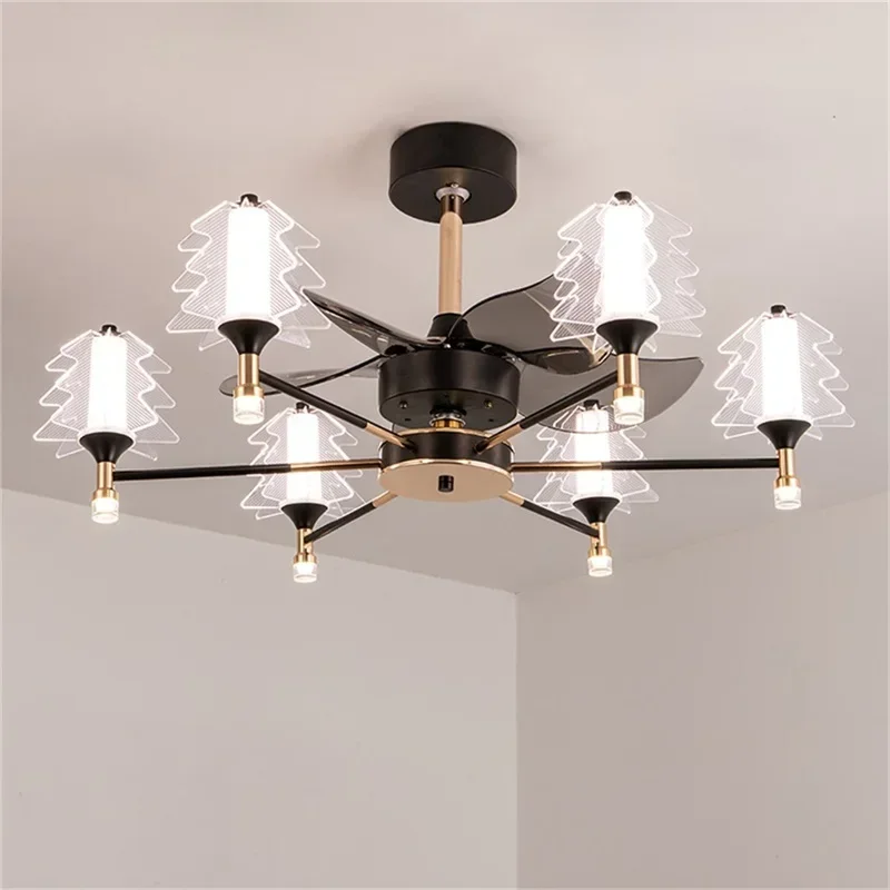 CEDRIC Postmodern Ceiling Fan with Lights Remote Control LED Lamp for Home Dining Room Decoration