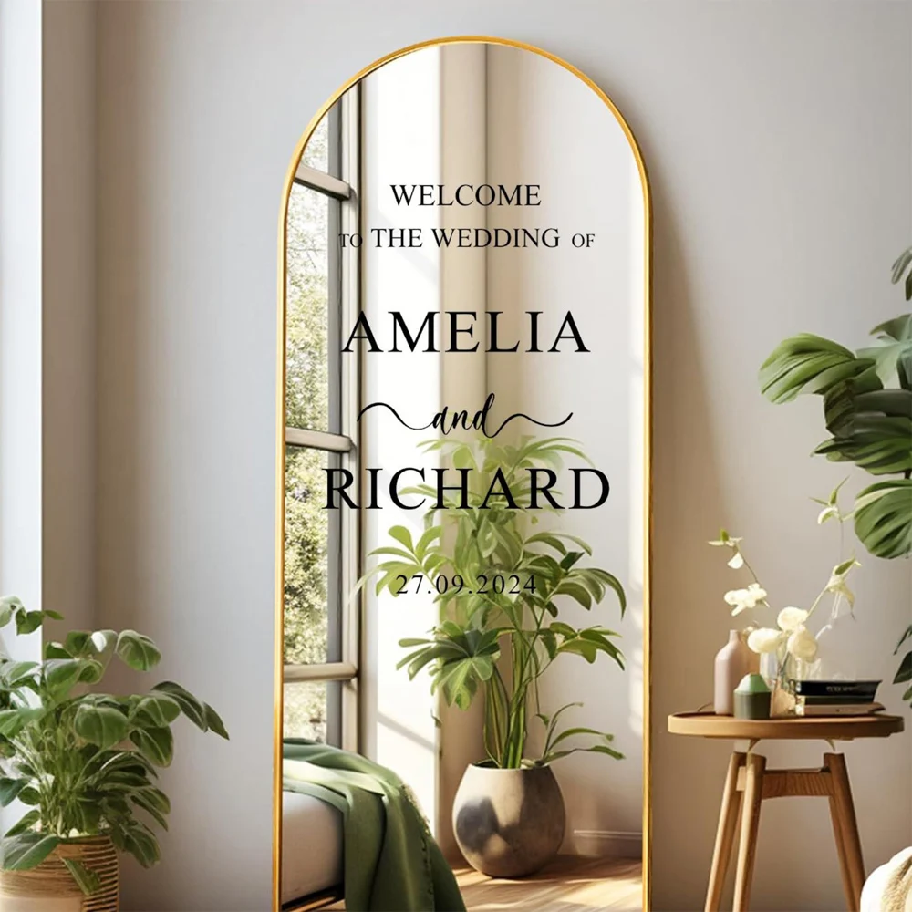 Personalised Welcome to the Wedding Sign Sticker for mirrors Vinyl Decal for Wedding Decor Reception Entrance Sticker