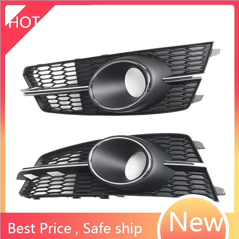 

Chrome Front Left Right Bumper Lower Fog Light ACC Grilles Radar Sensor Decoration Shell Set for AUDI A6 17-18 S6 S-Line C7.5