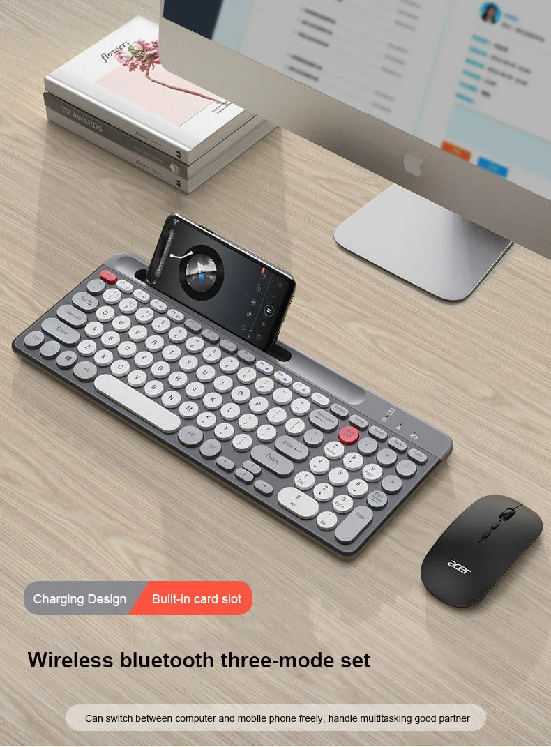 teclado sem fio bluetooth mouse de tamanho completo mini teclado conjunto para computador portátil tv ipad macbook android mouse sem inalámbrico