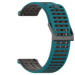 Durable Silicone Watch Strap, 22mm - Soft Rubber Wristband Replacement - Width 22mm (Cyan black)