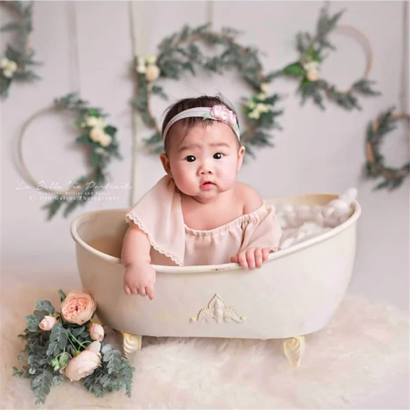 Newborn Photography Props Baby Iron Bathtub Infant Basket Photo Photography Accessories Big Props For Shower Gift