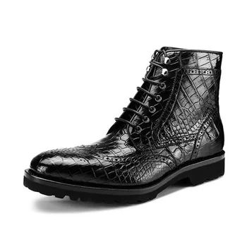 gete crocodile shoes male boots fashion low heel British wind rubber bottom of the thick male boots