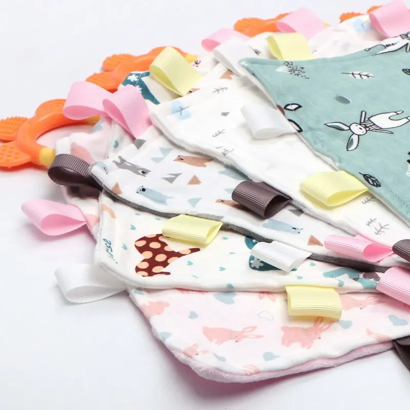 

Baby Comforting Appease Printed Taggies Cute Multifunctional Baby Toys Soft Toddler Grasping Towel Newborn Reassure Towel
