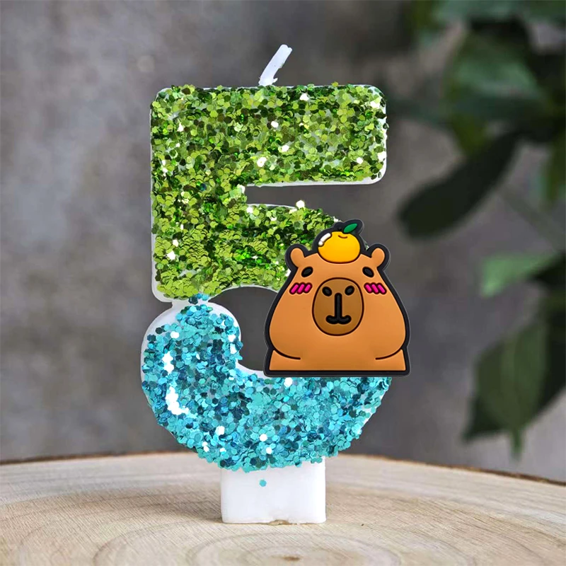 Niedliche Capybara-Kerze Nummer 0-9 Fußball-Kerze Kuchendekoration Capybara Geburtstagsparty für Kinder Babyparty Spielzeug Geschenke – Detail 37