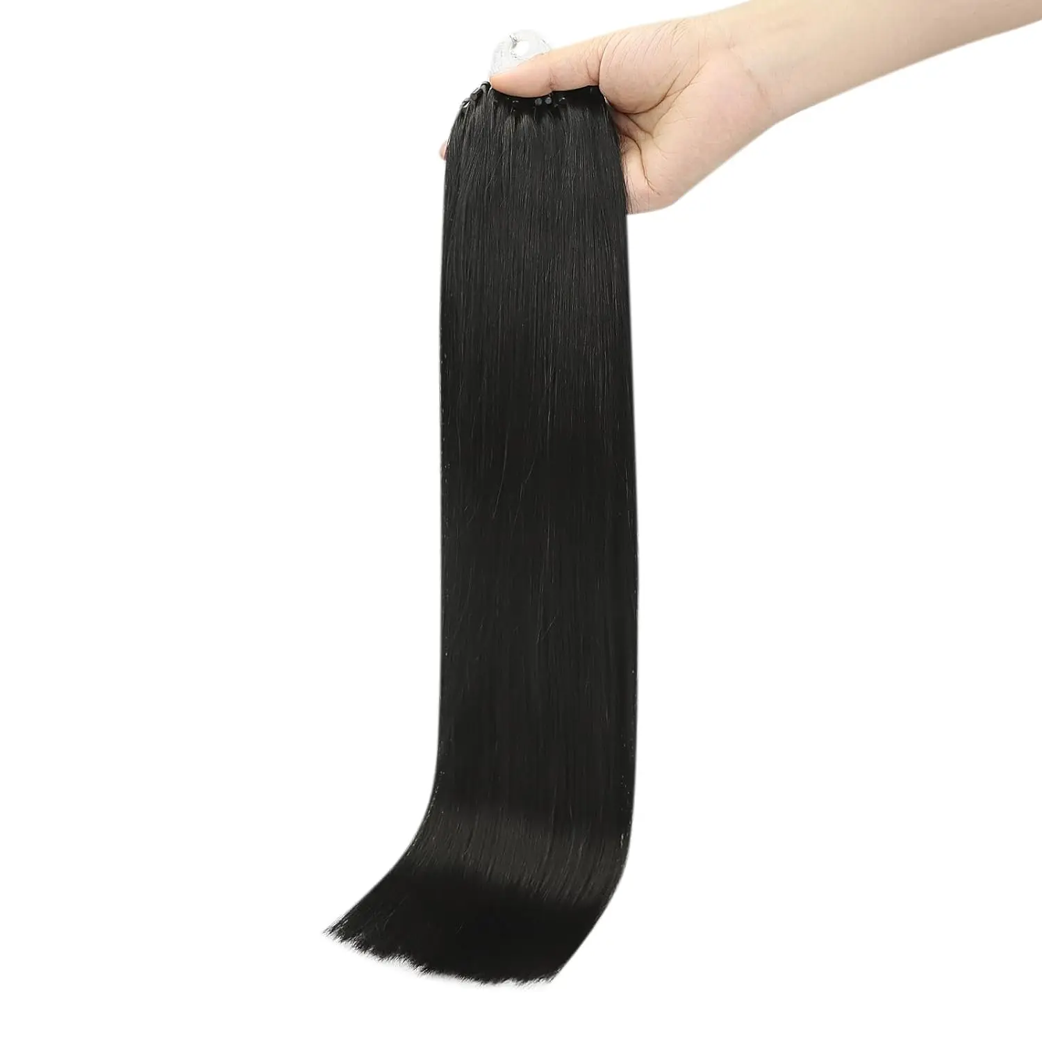 Slik Straight Micro Hair Extensions Real Human Hair 1B Black Color Micro Ring Human Extensions Beads Real