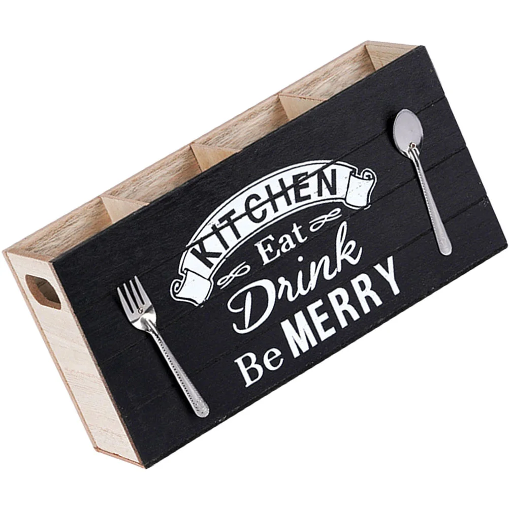 

Organizer Wooden Cutlery Box Flatware Utensil Holder for Kitchen Counter Silverware