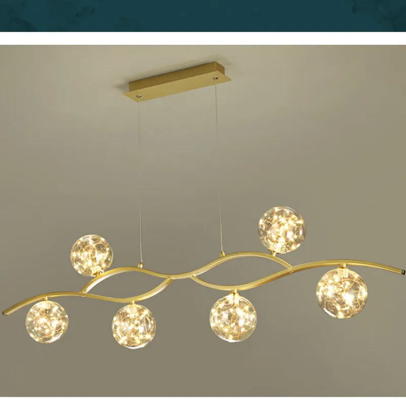 

Nordic LED Pendant Light For Dining Room Kitchen Living Room Modern Glass Ball Ceiling Chandelier Wrought Iron Hanging Lamp