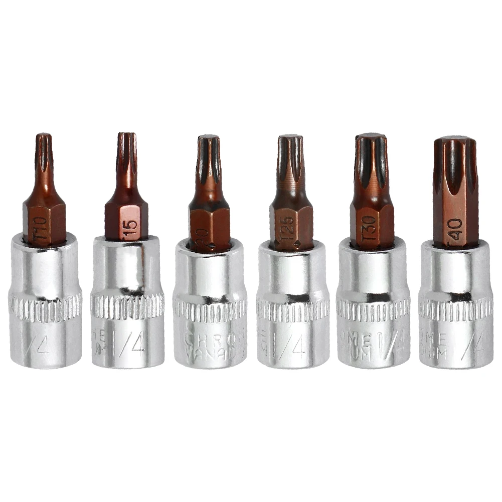 6 Pcs Drive Hex Bit Sockets Set 1/4 Inch Socket Wrench Adapter Screwdriver Bit Socket for Automobile Modification