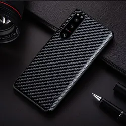Coque de téléphone en fibre de carbone, anti-choc, slim, anti-dérapante, protection intégrale