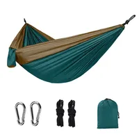 Outdoor Single Camping Hammock, Color Nylon Parachute Fabric, High Strength Portable Hanging Bed