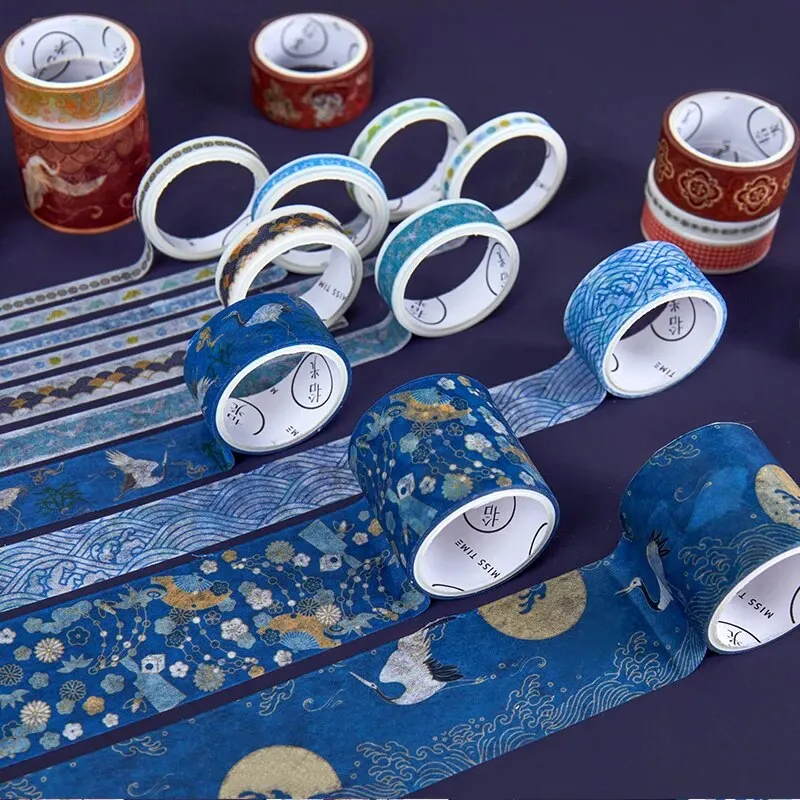 100 Rolls/set Washi Tape Ancient Aristocratic Style Crane Pattern DIY Decoration Materials Children's Gifts 5