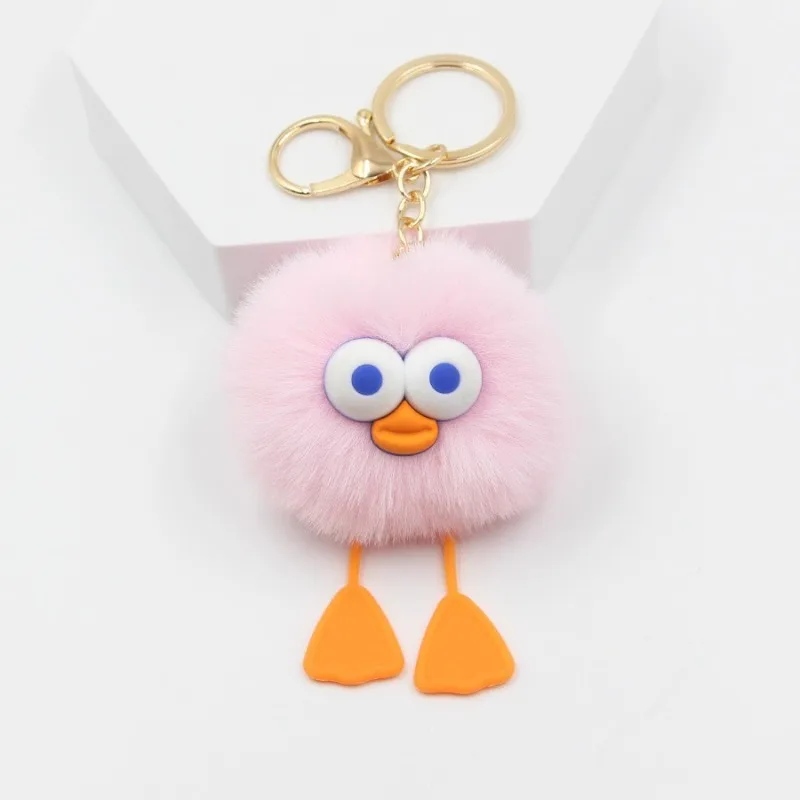 Portachiavi Morbido Con Pompon In Pelliccia Sintetica E Orecchie Di Gatto – Ciondolo Per Borsa, Regalo Donna, Sfera 8 Cm - 3