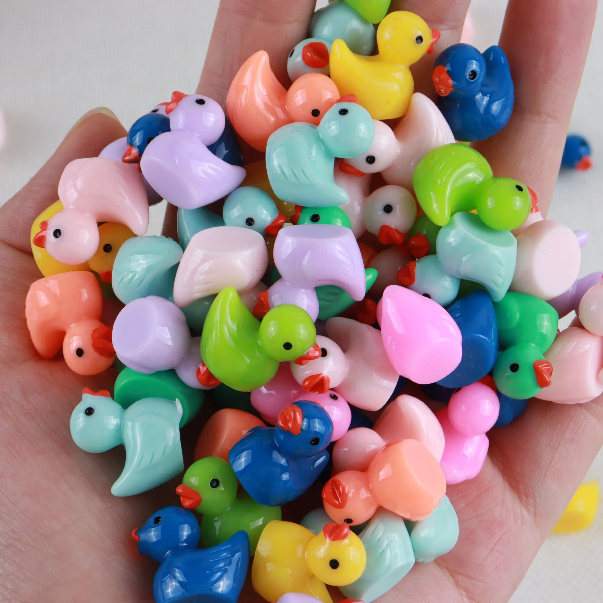 Resin Mini Ducks Ornament Set/200-10pcs Miniature Figures Tiny Duck Handicraft Micro Landscape Dollhouse Decoration Accessories