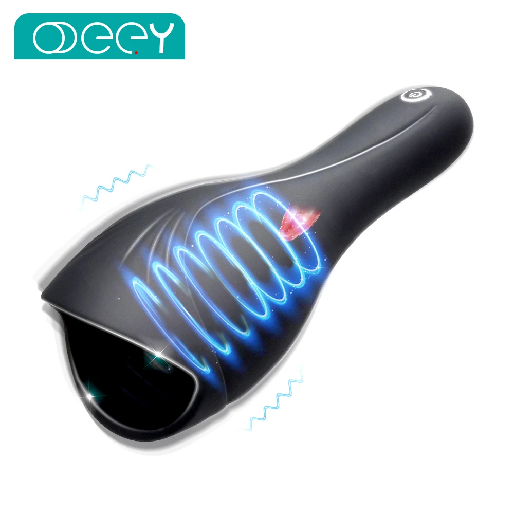 Leistungsstarker vibrierender Zungenleckvibrator, männliches Glan-Massagegerät, Verzögerung der Ausdauer, Trainer, Oralsex, Höhepunkt, Masturbation, Sexspielzeug für Männer