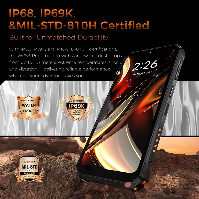 OUKITEL WP53 PRO 11000mAh Battery Rugged Smartphone, 24GB+256GB Cell Phone, Android 15 NFC 50MP Main Camera Mobile Phone - Image 6
