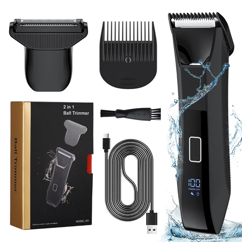 Unicorn2 in 1  Electric Hair Trimmer Men's Body Grooming Clipper Groin Pubic Epilator Ceramic Blade Waterproof Male Razor Shaver