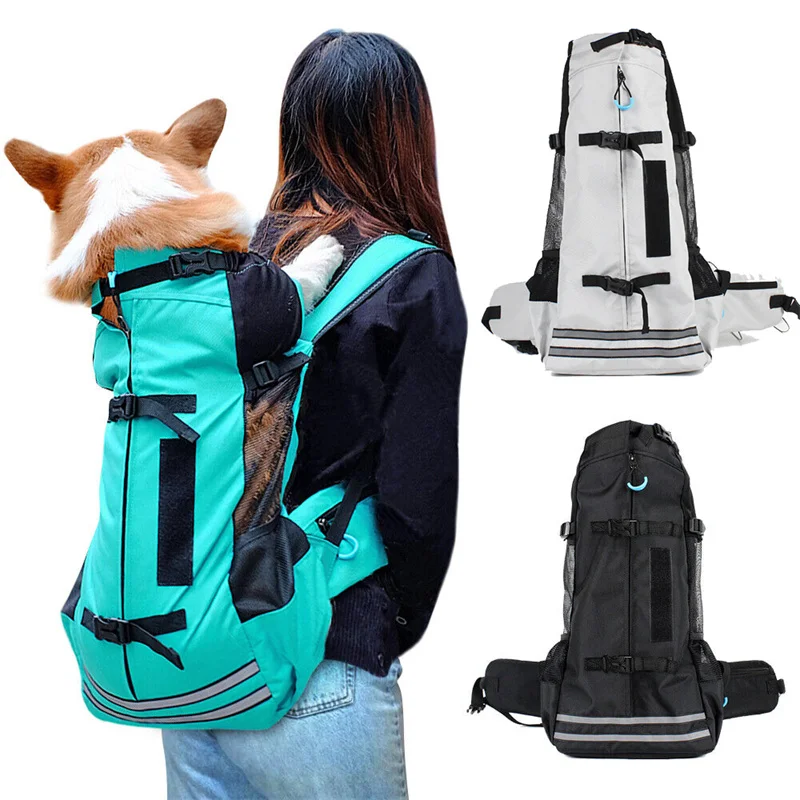 Pet Carrier Bag Pet Carrying Bag Pet Backpack Puppy Carrier Bag Reflective Breathable for Corgi Bulldog Large Dogs Adjustable Outdoor Hiking