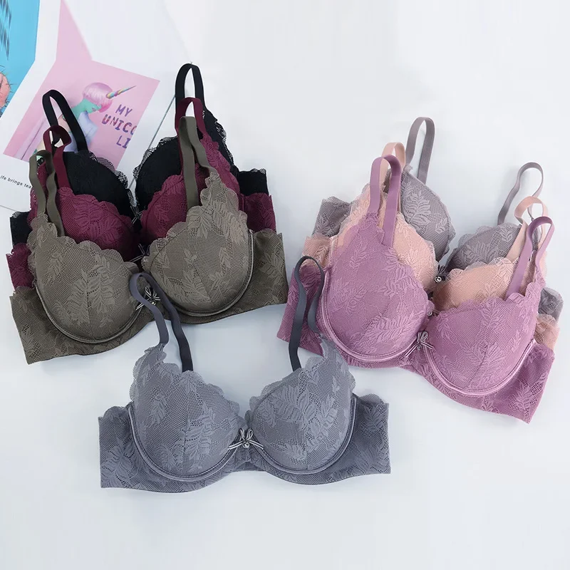 

New Style Lace, Multi-color, Steel Ring Gathered Bra, Comfortable, Ventilated, and Sideline Bra