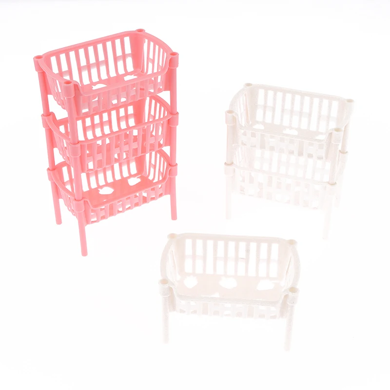 

1pc 1/12 Dollhouse Mini Plastic Food Fruit Storage Baskets Dolls House Stackable Basket Dollhouse Decoration Accessories