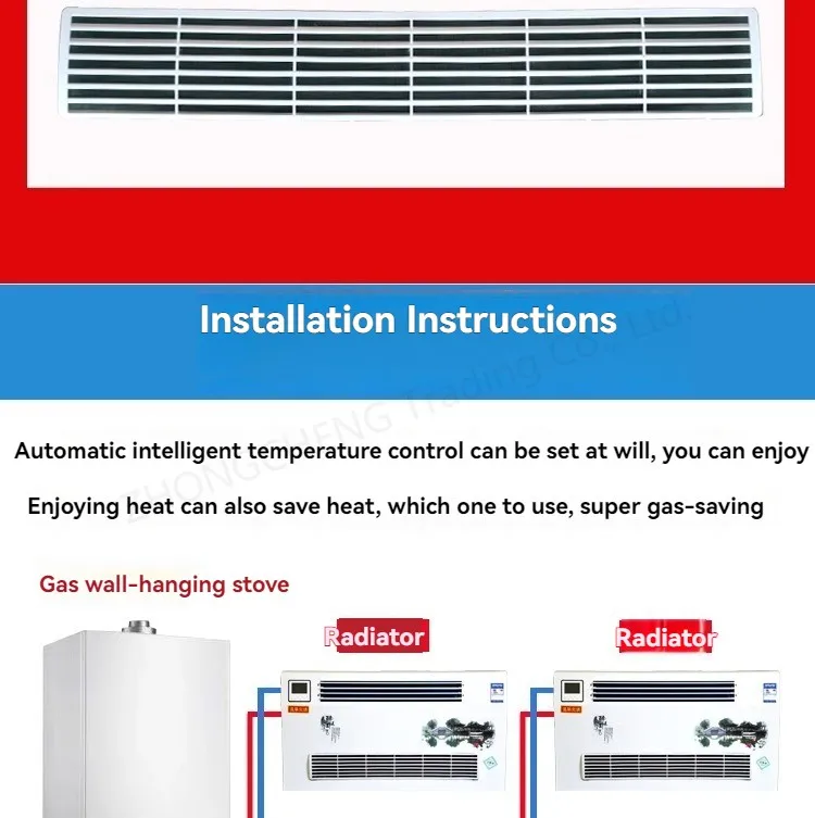 Water Air Conditioning Wall Mounted Water Heating Air Conditioning Fan Coil Radi