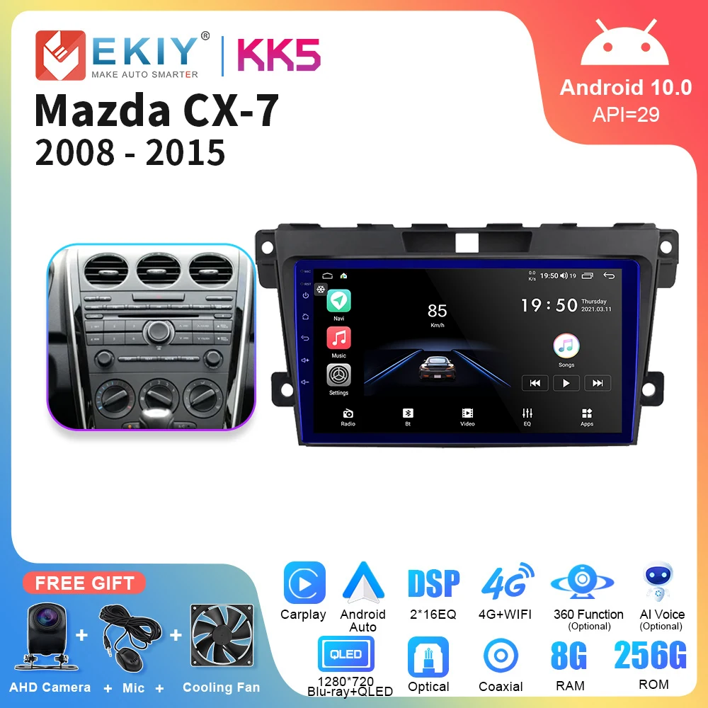 

EKIY KK5 Wireless CarPlay Android Auto Radio for Mazda CX-7 CX7 2008 - 2015 4G Car Smart Multimedia Player GPS 2din autoradio
