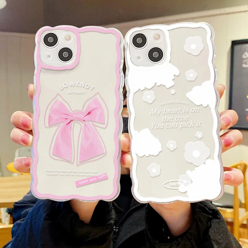 Custodia Per Telefono Sweet Bow Tie Per Iphone 14 Pro Max Custodia Iphone 11 12 13 Pro Max 12 13 Mini X Xs Xr 7 8 14 Plus Soft Big Wave Cover