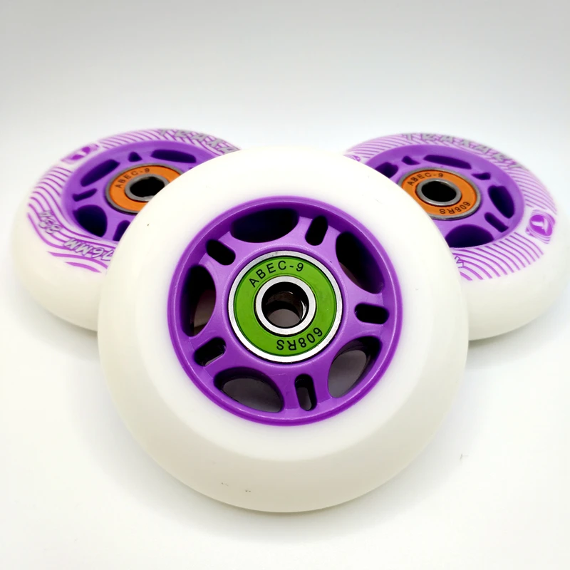 inline skate wheel 76mm purple PU material 76mm 83A 8wheels/lot