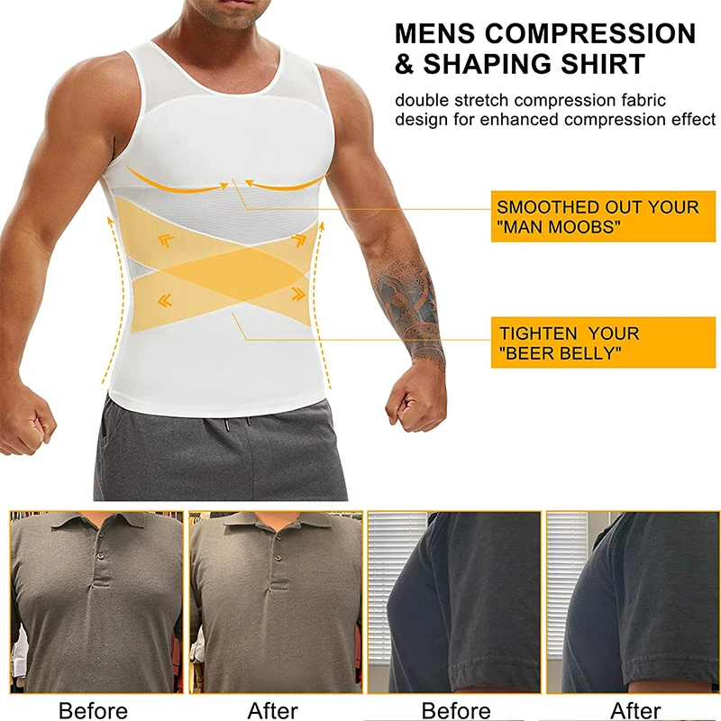 Men's Slimming Tummy Belly Body Shaper Breathable Mesh Vest Tank