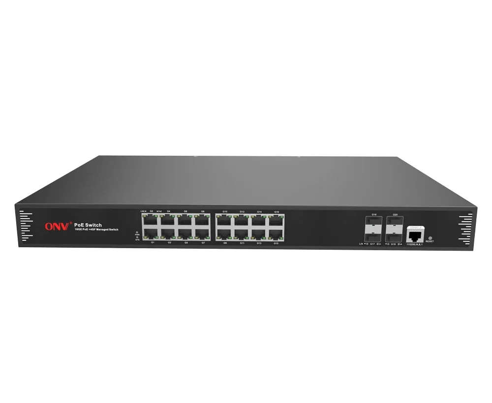 

CLI Telnet Website managed 16 channel poe switch with 16 RJ45 POE ports 4 SFP port for home security wifi