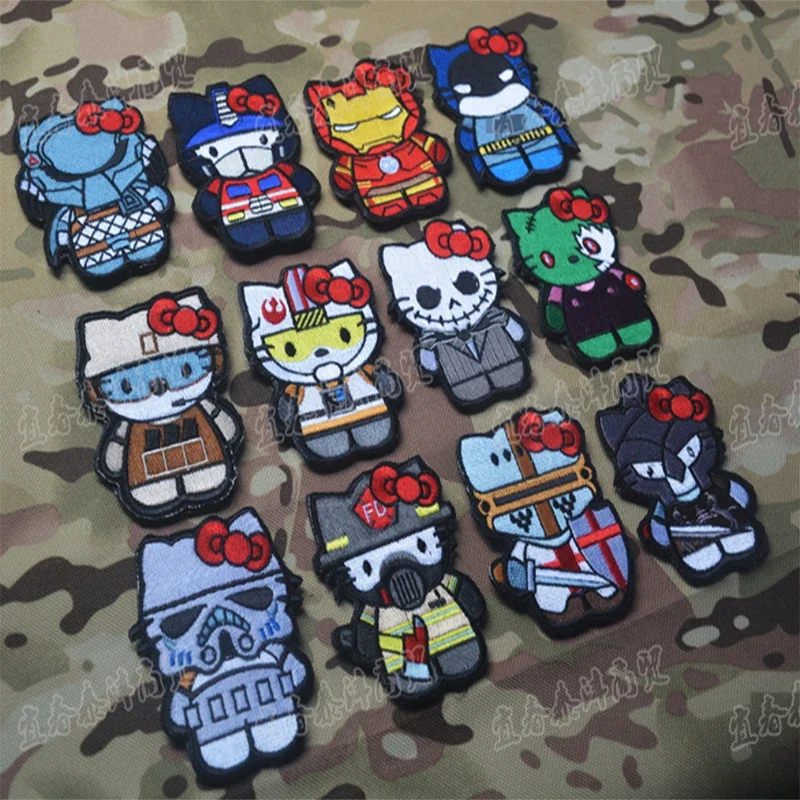 

Sanrio Hello Kitty Anime Marvel Embroidered Patches on Clothes Military Hook Kawaii Patch DIY Clothing Garment Accessories Patch