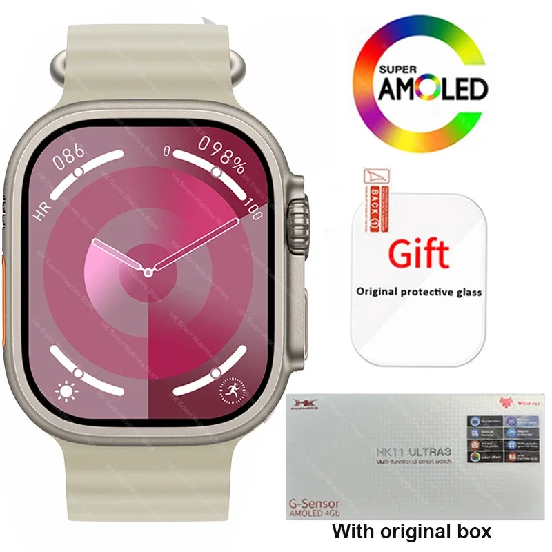 Smartwatch 2025 Original HK 11 ULTRA 3 Max 49mm AMOLED 4G ROM AI Robot Bluetooth Network Call Clock NFC Compass Watch Men Women