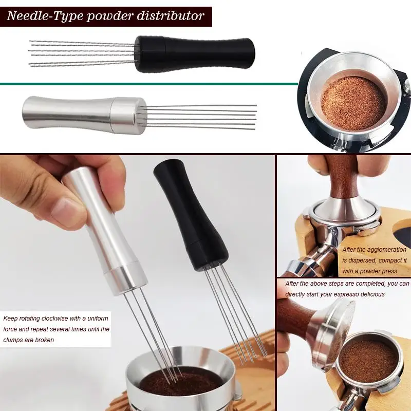 Coffee Powder Distributor, Needle Espresso Tamper Wdt Tool With Rotating  Handle For Coffee Powder Stirring Distribution Tool - Coffee Distributor -  AliExpress