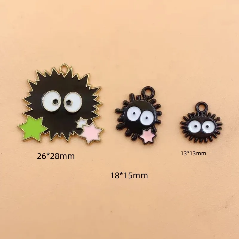 10pcs Cartoon Anime Charms Cute Coal Balls Pendant DIY Earring Bracelet Necklace Keychain Phone Jewelry Making Finding